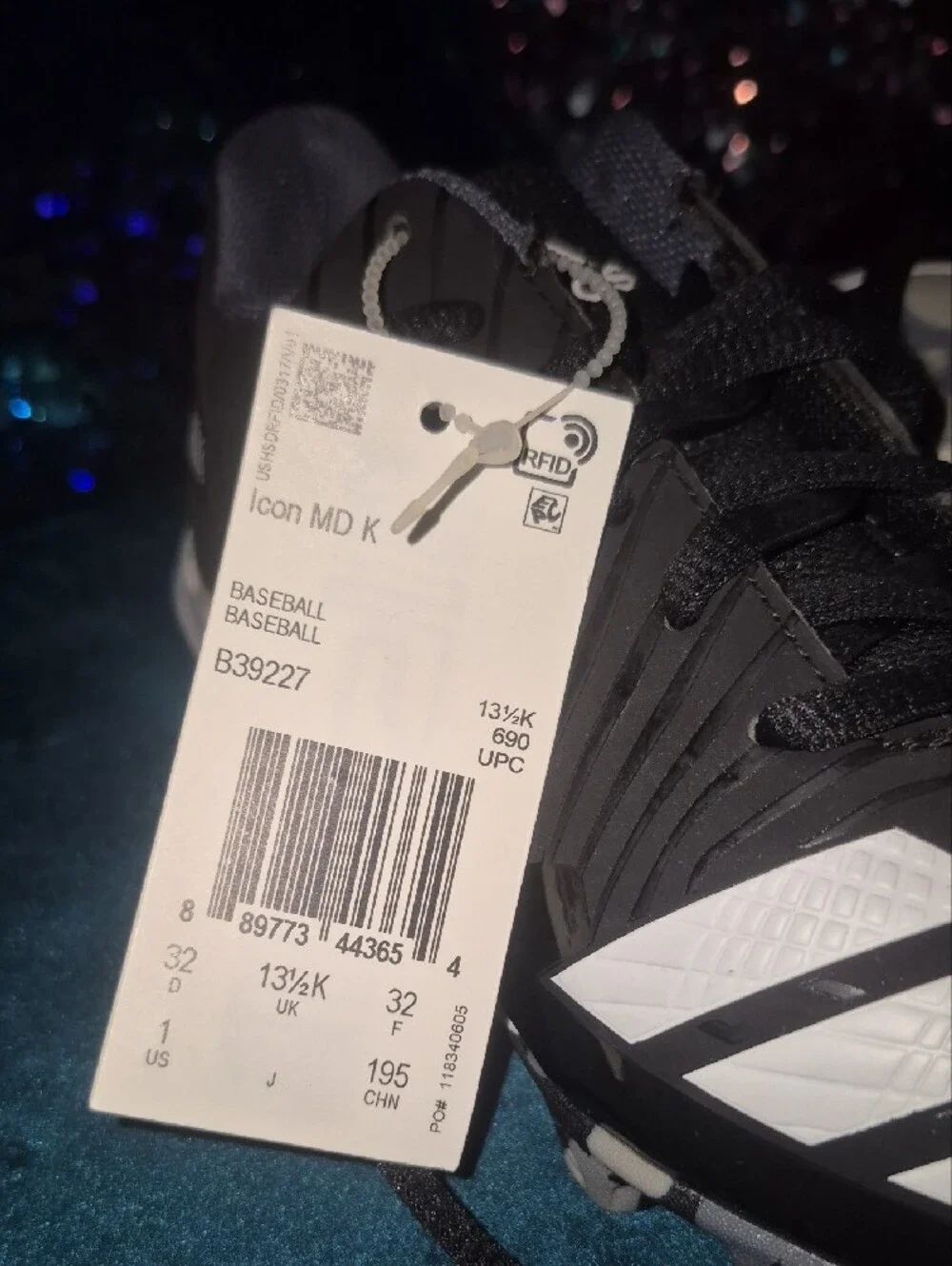 Adidas Little Kid’s Black Gray Baseball Cleats - Icon MD K
